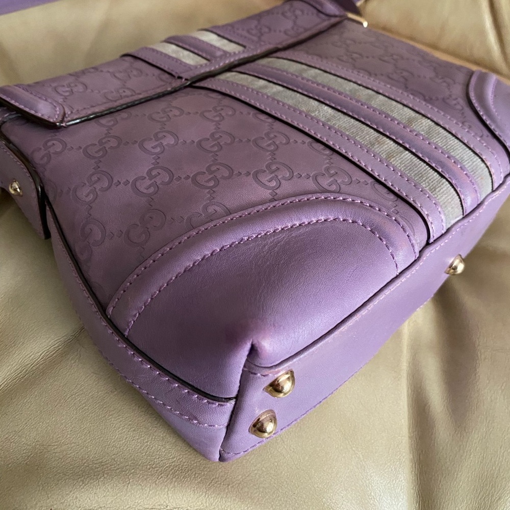 Gucci GG Embossed Guccissima Leather Treasure Bag Lavender Lock/Key Chain COA - Picture 10 of 15